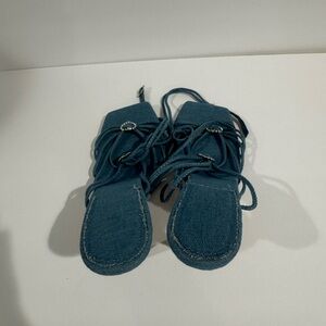 Miss Lola Teal Lace-Up Heels